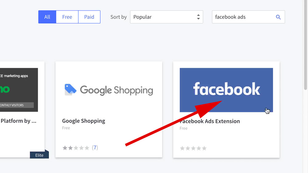 Click On The "Facebook Ads Extension" App