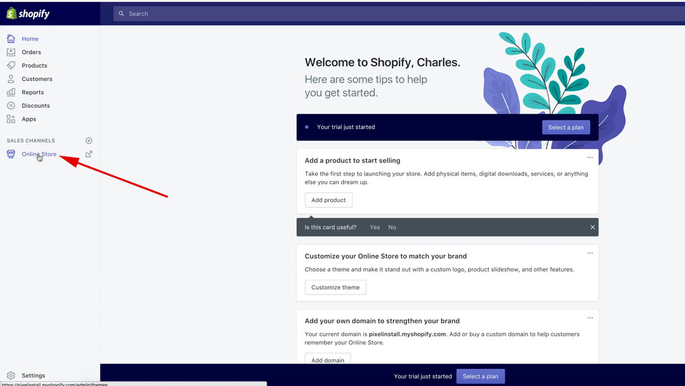 Click "Online Store" In Your Shopify Dashboard
